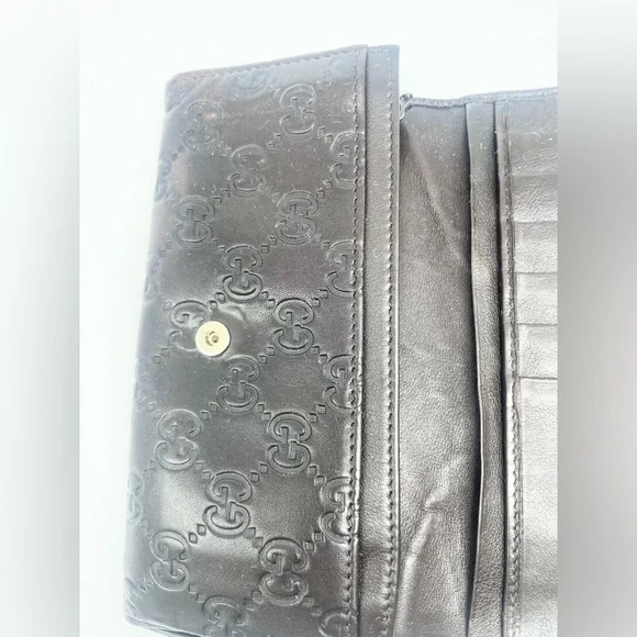 Gucci Dark Chocolate brown leather GG monogram bifold long wallet - Picture 6 of 9